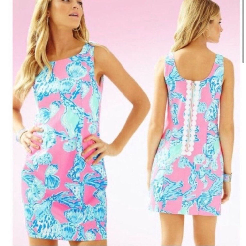 Lilly Pulitzer Cathy Shift Dress Pink Pout Barefoot Princess Print Lace Size 12